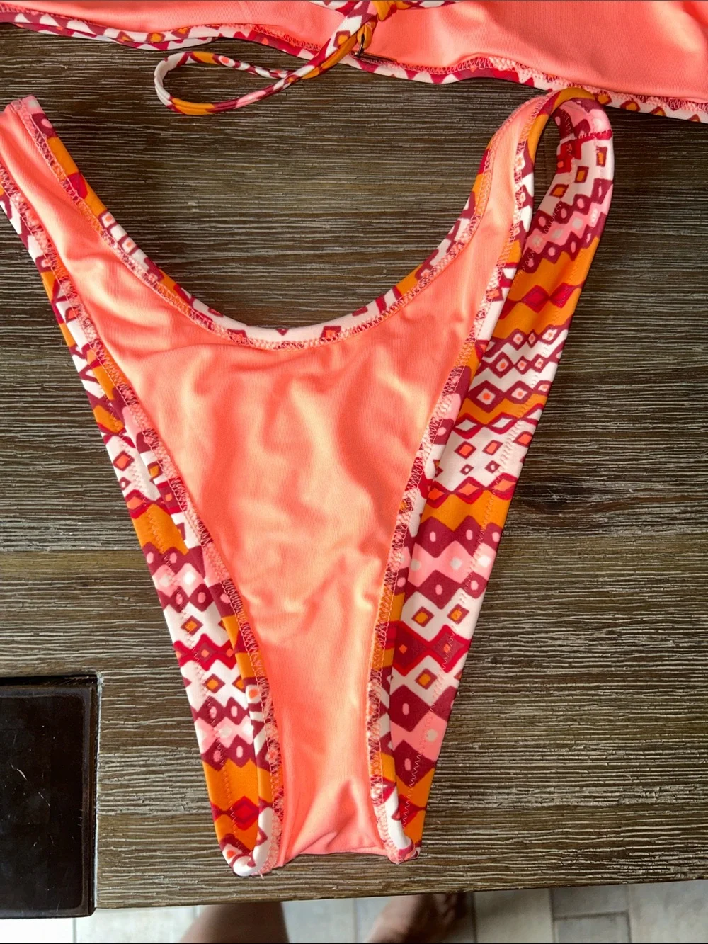 aerie Girls' Orange and Pink Geo Print Two-Piece Swim Set